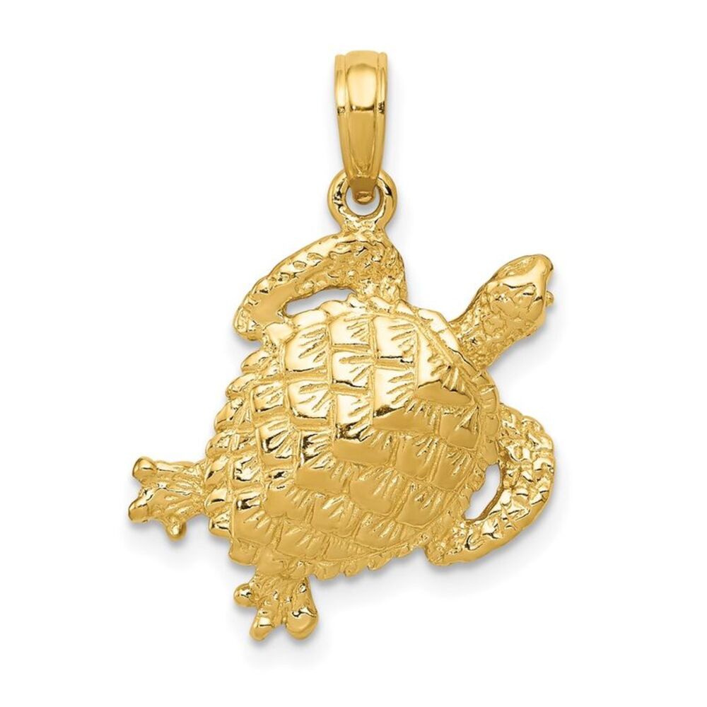 10k Yellow Gold Solid Polished Open-Backed Turtle… - image 1
